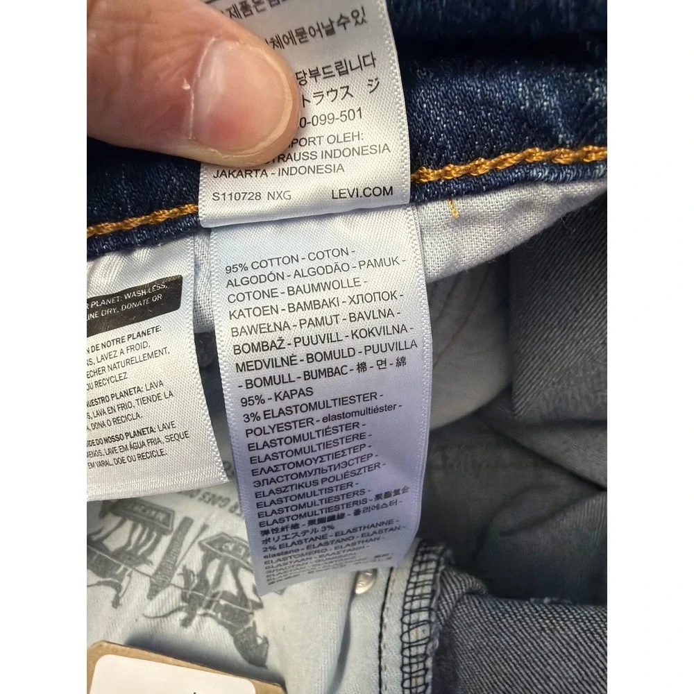 Levi's 511 Slim Jeans Mens 32x34 Blue Dark Wash Stretch Denim Workwear NEW